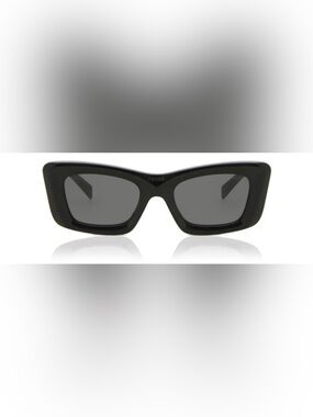Prada Black Glossy Square Sunglasses with Dark Gray Lenses